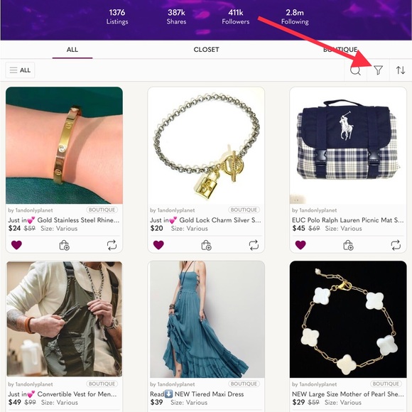 OR used filter button. See the 2nd pic. - Picture 2 of 2